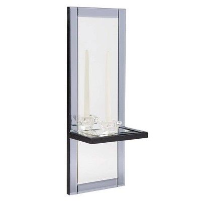Emerson Ice Blue Mirrored Wall Sconce with Candle Holder