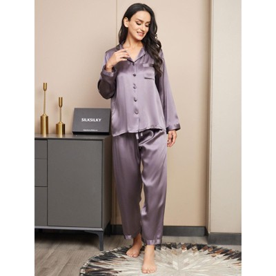 SilkSilky Women's Pure Silk Button Up Pajamas