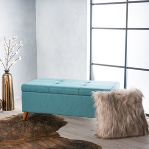 GDFStudio Valeno Mid Century Modern Fabric Tufted Storage Ottoman Bench - 1 of 4