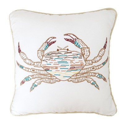 C&F Home 18" x 18" Tan Crab Embroidered Pillow