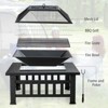 Tangkula 3 in 1 Patio Fire Pit Table Outdoor Square Fire bowel w/ BBQ Grill & Rain Cover - 3 of 4