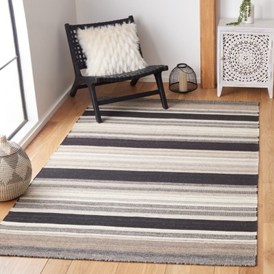 Henrika Natural and Black Wool Flat Woven Area Rug