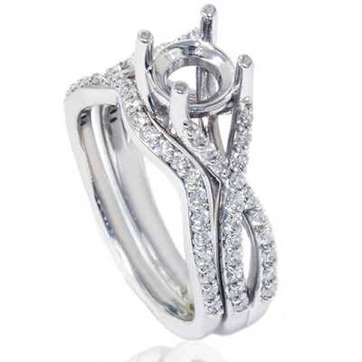 Pompeii3 3/4ct Twist Engagement Ring Set 14K White Gold