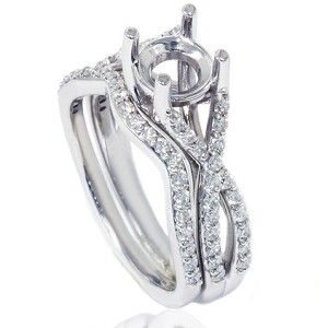 Pompeii3 3/4ct Twist Engagement Ring Set 14K White Gold - 1 of 4