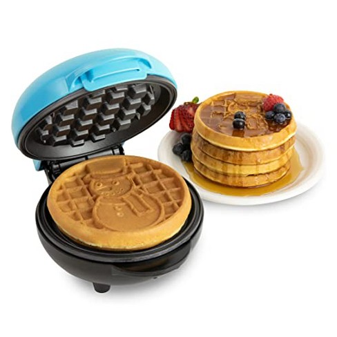 Nostalgia MyMini Personal Electric Snowman Waffle Maker, 5-Inch Cooking  Surface, Blue