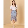 Allegra K Women's Floral High-Low Elastic Waist Ruffle Hem Flowy Midi Chiffon Skirt - image 3 of 4