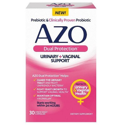 AZO Dual Protection Clinically Proven Women's Probiotic for Urinary + Vaginal Support - 30ct