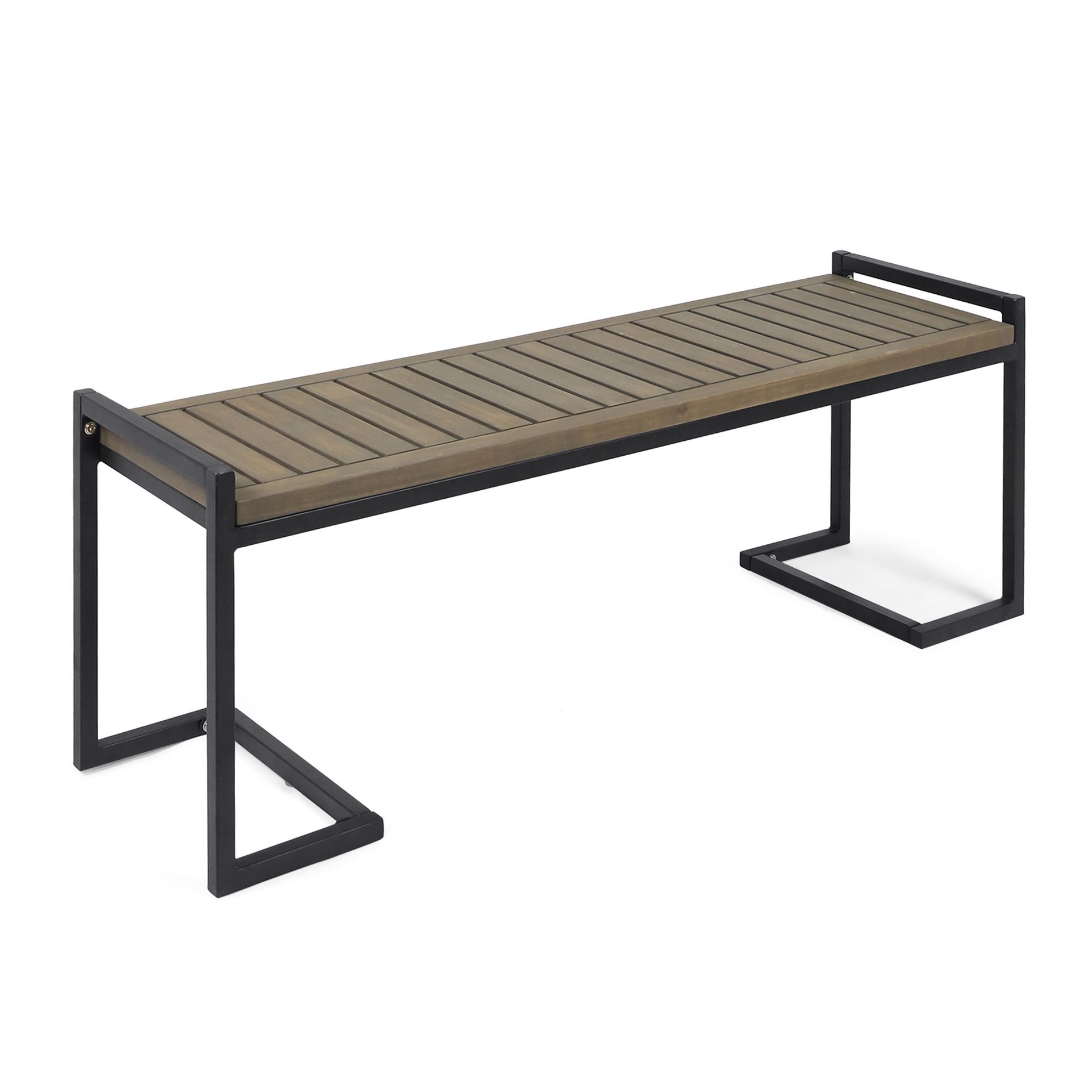 Dexmalle Industrial Wood and Metal Bench,Patio