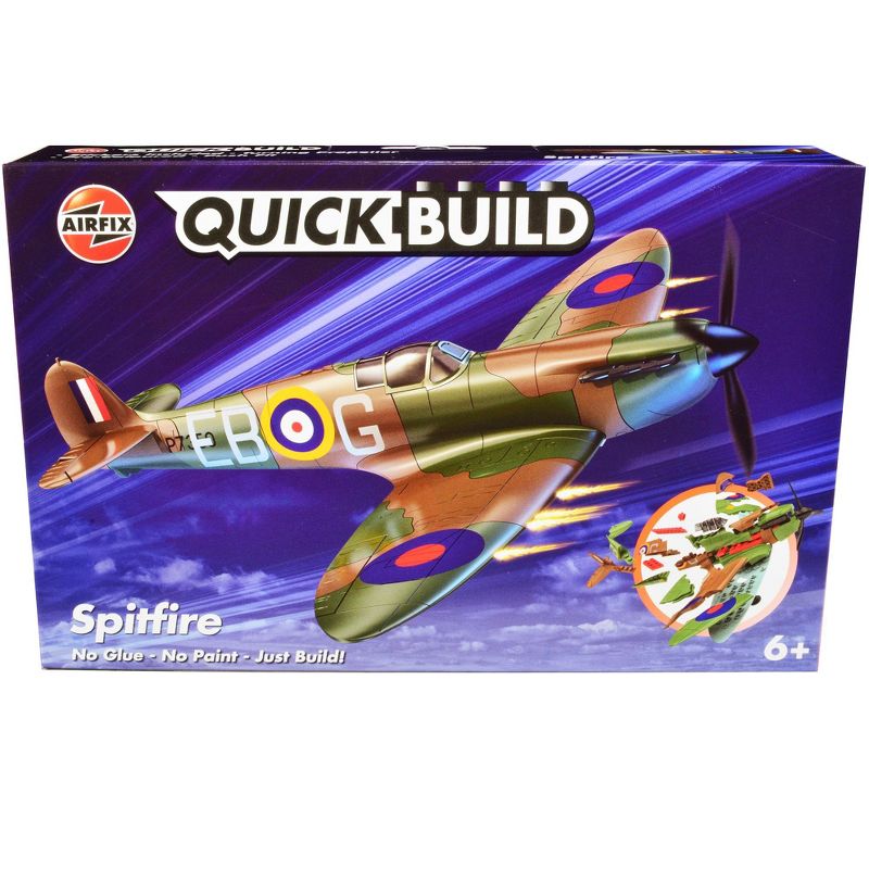 Skill 1 Model Kit Spitfire Snap Together Painted Plastic Model Airplane Kit by Airfix Quickbuild, 1 of 7