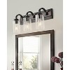 PAKOKULA 3-Light Bathroom Vanity Light Fixture with Clear Glass Shades and Wood Accent for Bathroom or Vanity Ro - 4 of 4