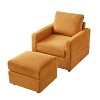 Yellow Classic corduroy recliner, comfortable sofa recliner, upholstered lounge chair with footstool for living room - 4 of 4