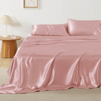 Satin Sheets Queen Size - Similar to Silk Sheets, Silky Bedsheet, Luxury & Ultra Soft, Non-Fading & Wrinkle Free, Good for Hair & Skin, Gifts for Wome