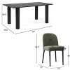 7-Piece Dining Table Set, 67'' Black Rectangle Table with 6 Armless Upholstered Linen Fabric Dining Chairs, Indoor Furniture - Maison Boucle - 4 of 4
