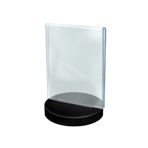 Azar Displays 5.5"W x 8.5"H Vertical Frame on a Weighted Black Round Base, 10-Pack - 1 of 4