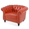 39" PU Leather 1-Seater Sofa with Soft Cushions and Wood Legs - 3 of 4