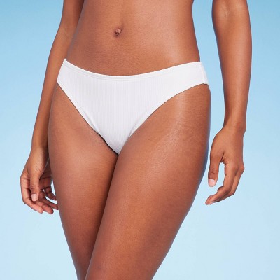 Women's Ribbed Hipster Cheeky Bikini Bottom - Shade & Shore™ White XS