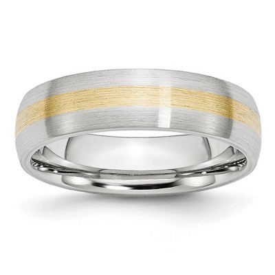 Black Bow Jewelry 6mm Cobalt & 14K Gold Inlay Satin Half Round Standard Fit Band