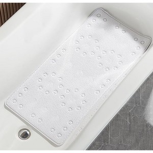 Home Mart Goods Extra Thick Long White Non-Slip Foam Bathtub Shower Mat With Suction Cups Fast Drying - 36" x 17" - 1 of 4