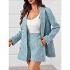 Imily Bela Women Tweed Blazer Shorts Set Double Breasted Business Suit - 2 of 4