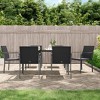 vidaXL Patio Dining Set Table and Chair with Cushions Poly Rattan and Steel - Black 55.1" Table Length 6 Items - 2 of 4
