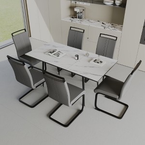 NicBex Dining Table for 6 Modern Kitchen Table Chairs Set with MDF Marble Pattern Tabletop and 6 PU Chairs for Kitchen - 1 of 4