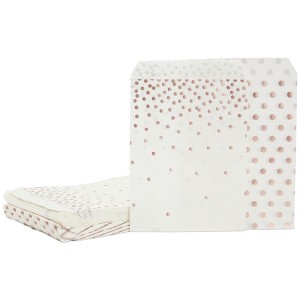 Juvale 100 Pack White Paper Treat Bags, Party Favor Bags for Birthday & Wedding Cookie, Goodie & Gifts, Rose Gold Foil Dots 5 X 7.5 in - 1 of 4