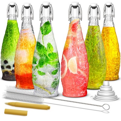 Nevlers 33 Oz Textured Swing Top Round Glass Bottle - Leakproof (6pk)