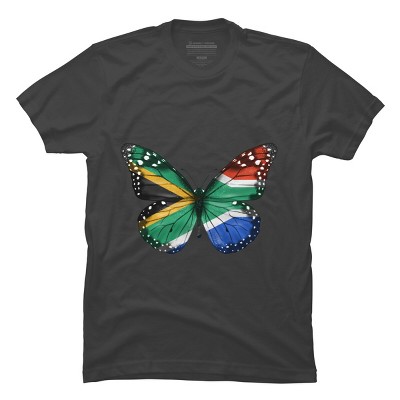 Men's Design By Humans Butterfly Flag Of South Africa By GiftsIdeas T-Shirt