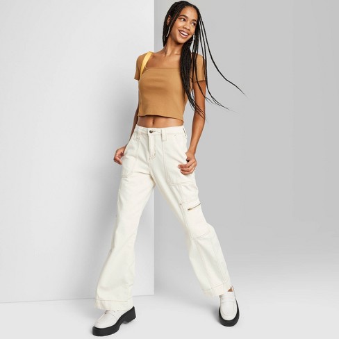 Women's High-rise Baggy - Wild Fable™ Off-white : Target