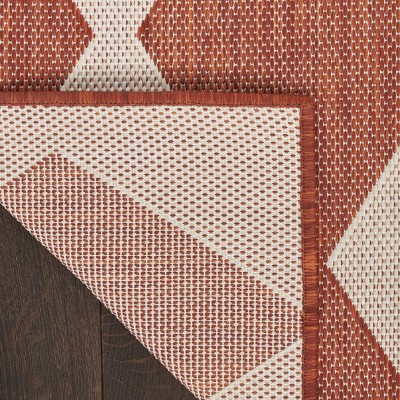 Positano Terracotta and Off-White Diamond Outdoor Rug 7' x 10'