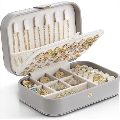 Travel Jewelry Case, PU Leather Small Mini Jewelry Box for Rings, Necklaces, Bracelet