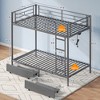 Greenstell Metal Bunk Bed Full Over Full Bed Frame with Storage Drawers & Charging Station and  LED Light ,with Safety Guardrail & Ladders Black - 2 of 4