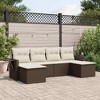 vidaXL 6 Piece Patio Sofa Set with Cushions Poly Rattan - Brown and Cream - 2 of 4