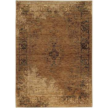 ‎Oriental Weavers Pasargad Home Andorra Collection Fabric Gold/Brown Distressed Pattern- Living Room, Bedroom, Home Office Area Rug, 10' X 13' 2"