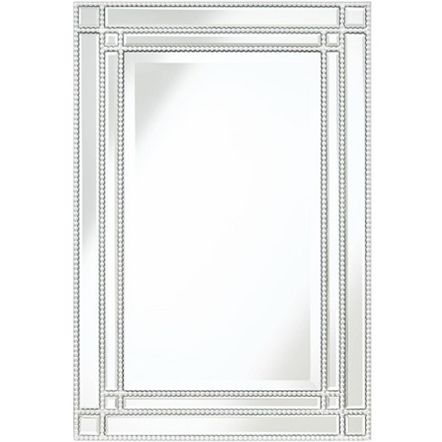 Rectangular Vanity Wall Mirror Modern, Silver Leaf Beveled Wall Mirror