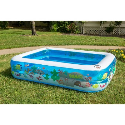 Blue Vinyl Rectangular Inflatable Kiddie Pool