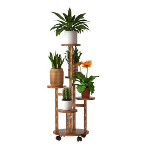 SEVOBAL 5 Tiered Tall Plant Stand for Indoor Wood Plant Shelf Corner Display Rack Multi-tier Planter Pot Holder Flower Stand Balcony Garden Patio - 1 of 4