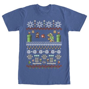 Men's Nintendo Mario and Bowser Ugly Christmas Sweater T-Shirt - 1 of 4