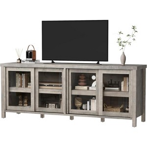 65 Inch TV Stand, Entertainment Center with Storage and 4 Sliding Glass Doors, Mid-Century Modern Media TV Console Table for Living Room - 1 of 4