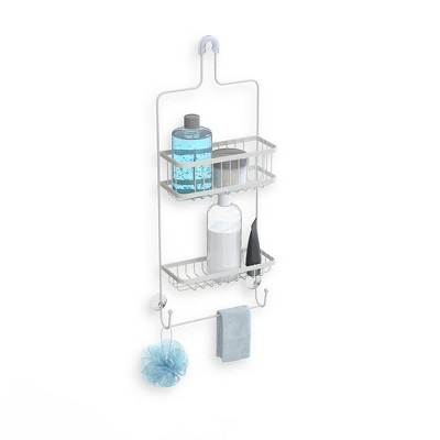 Better Living Products 13213 ASTRA  2 Tier Steel Hanging Bathroom Shower Caddy Organizer with Hooks for Storing Accessories and Toiletries