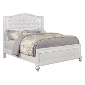 Caprio Camelback Tufted Leatherette Eastern King Bed White - ioHOMES
