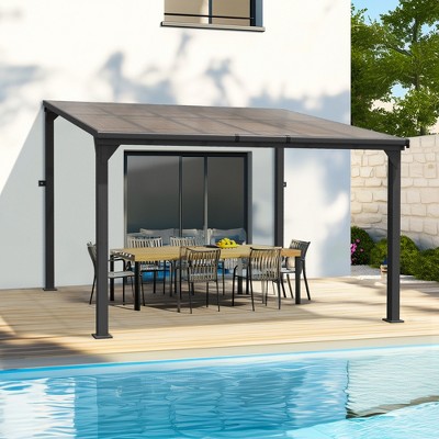 Pamapic Hardtop Outdoor Gazebo Pergola Aluminum Framed with Sloping Pitched Roof for Garden, Patio