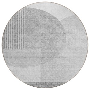 Gray Silver And Ivory Geometric Washable Indoor Outdoor Area Rug - 1 of 4