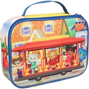 Daniel Tiger's Neighborhood- Insulated Durable Lunch Bag Tote Sleeve, Reusable Lunch Box with Handle- Trolley w Friends TV Character Red, Blue, Orange - 1 of 4