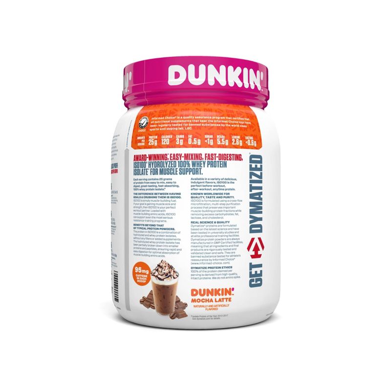 Dymatize 100% Whey Isolate Protein Powder - Dunkin Mocha Latte - 20 Serve, 3 of 5