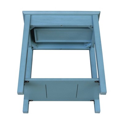 Ocean Blue Traditional Elegant Solid Parawood End Table with Storage