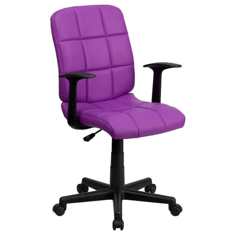 Emma and Oliver Mid-Back Quilted Vinyl Swivel Task Office Chair with Arms, 1 of 12
