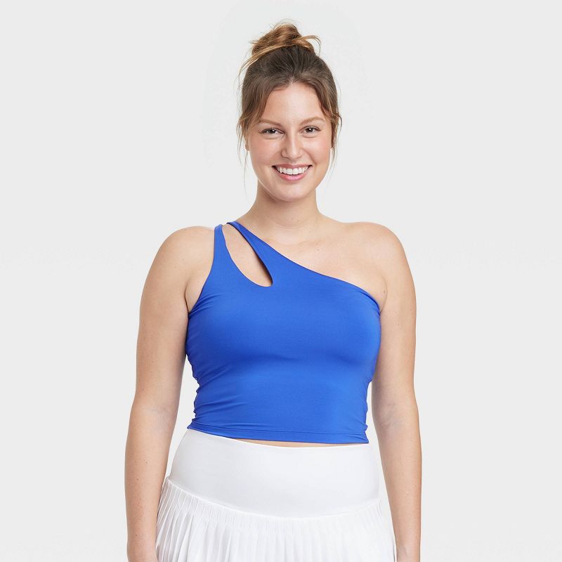 Women's Light Support Asymmetrical Cropped Sports Bra - All In Motion™, 3 of 10