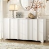 MDF Sideboard with Linear Patterned Doors,4 Door Storage Cabinet with Triangular Legs,Pine Veneer Buffet for Dining Room-Cuddlewood - 2 of 4