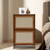 YIYIBYUS Nightstand with Decor Drawers Modern End Table with Solid Natural Banboo Feet, Brown - 2 of 4